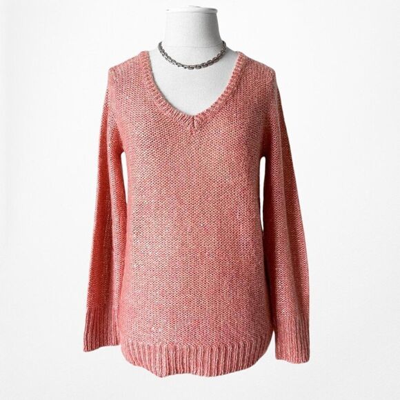 Vintage Y2K Apt. 9 Pink Sequin V-Neck Pullover Knit Sweater Top Size S - Picture 4 of 7